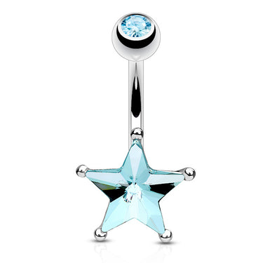 Superstar Gem Belly Ring - Fixed (non-dangle) Belly Bar. Navel Rings Australia.