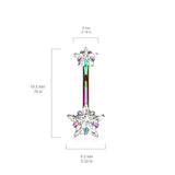 Ice Star Solitaire with Metallic Titanium Plating - Fixed (non-dangle) Belly Bar. Navel Rings Australia.