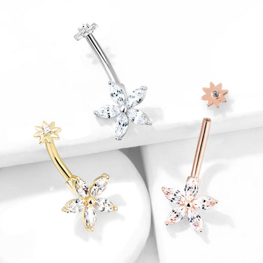 The Galatea Star Belly Bar with Gold Plating - Fixed (non-dangle) Belly Bar. Navel Rings Australia.