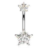 Ice Star Solitaire Belly Bar - Fixed (non-dangle) Belly Bar. Navel Rings Australia.