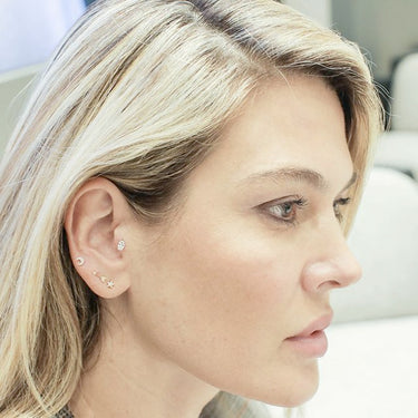 Threaded Star Earring by Maria Tash in 14K White Gold. Flat Stud. - Earring. Navel Rings Australia.