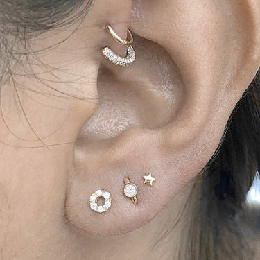 Threaded Star Earring by Maria Tash in 14K White Gold. Flat Stud. - Earring. Navel Rings Australia.