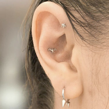 Threaded Star Earring by Maria Tash in 14K White Gold. Flat Stud. - Earring. Navel Rings Australia.