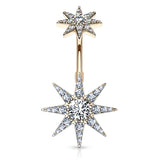 Star Beautiqua Belly Bar with Rose Gold Plating - Fixed (non-dangle) Belly Bar. Navel Rings Australia.