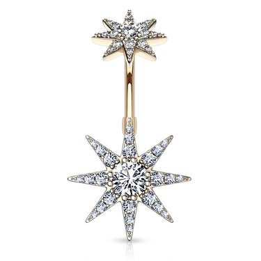 Star Beautiqua Belly Bar with Rose Gold Plating - Fixed (non-dangle) Belly Bar. Navel Rings Australia.