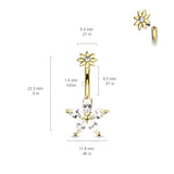 The Galatea Star Belly Bar with Gold Plating - Fixed (non-dangle) Belly Bar. Navel Rings Australia.