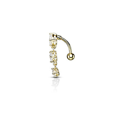 Falling Sirius Reverse Belly Bar with Gold Plating - Reverse Top Down Belly Ring. Navel Rings Australia.