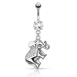 Glittering Balinese Elephant Navel Ring - Dangling Belly Ring. Navel Rings Australia.