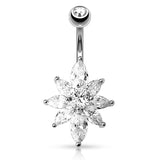 Glacier Marquise Belly Ring - Fixed (non-dangle) Belly Bar. Navel Rings Australia.