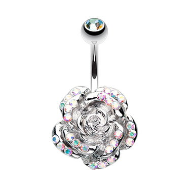 Aurora Zen Rose Belly Button Bar - Fixed (non-dangle) Belly Bar. Navel Rings Australia.