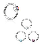 FLAT Gem Captive Belly Rings in Steel - Captive Belly Ring. Navel Rings Australia.
