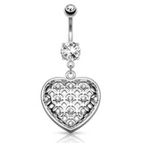 Jewel of Seduction Heart Dangly - Dangling Belly Ring. Navel Rings Australia.