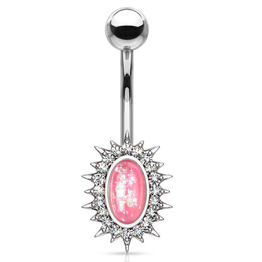 Regal Relics Opal Belly Bar - Fixed (non-dangle) Belly Bar. Navel Rings Australia.