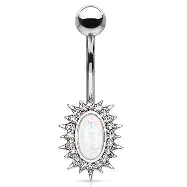 Regal Relics Opal Belly Bar - Fixed (non-dangle) Belly Bar. Navel Rings Australia.