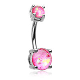Classic Prong Opal Gleam Belly Bars - Basic Curved Barbell. Navel Rings Australia.
