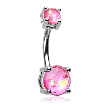 Classic Prong Opal Gleam Belly Bars - Basic Curved Barbell. Navel Rings Australia.