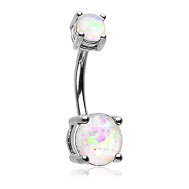 Classic Prong Opal Gleam Belly Bars - Basic Curved Barbell. Navel Rings Australia.