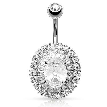 The Dramatic Diamanté Belly Ring - Fixed (non-dangle) Belly Bar. Navel Rings Australia.