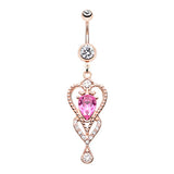 Soigné Heart Belly Dangle in Summer Rose - Dangling Belly Ring. Navel Rings Australia.
