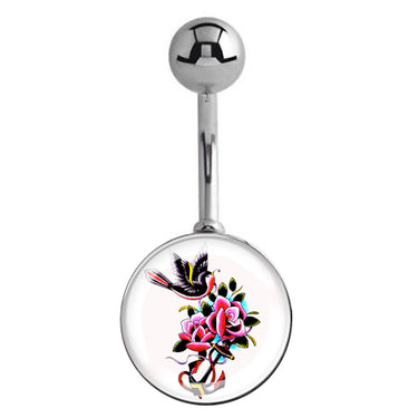 Tattoo Birdie Belly Bar - Basic Curved Barbell. Navel Rings Australia.