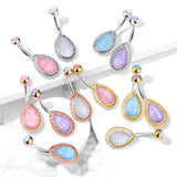 Lágrima Teardrop Illumini Belly Bar with Gold Plating - Fixed (non-dangle) Belly Bar. Navel Rings Australia.