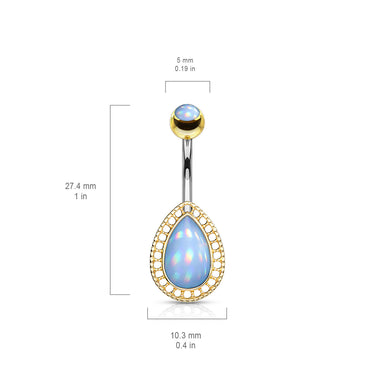Lágrima Teardrop Illumini Belly Bar - Fixed (non-dangle) Belly Bar. Navel Rings Australia.