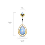 Lágrima Teardrop Illumini Belly Bar with Gold Plating - Fixed (non-dangle) Belly Bar. Navel Rings Australia.