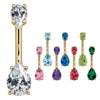 Teardrop Gem 14K Yellow Gold Belly Rings