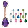 Teardrop Gem 14K Rose Gold Belly Rings
