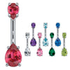Teardrop Gem 14K White Gold Belly Rings