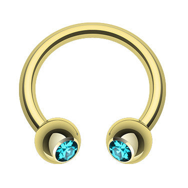 Classic Golden Gem Circular Barbell - Circular Barbell / Horse Shoe. Navel Rings Australia.