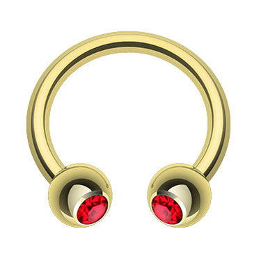 Classic Golden Gem Circular Barbell - Circular Barbell / Horse Shoe. Navel Rings Australia.
