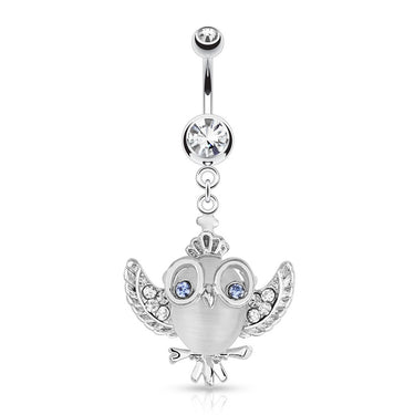 Cute Cats Eye Owl Belly Ring - Dangling Belly Ring. Navel Rings Australia.