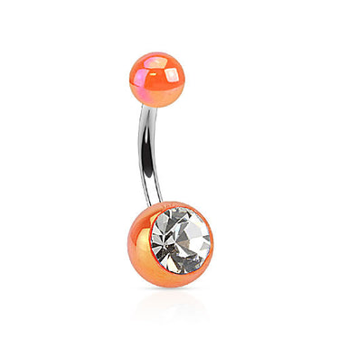 Gem Metallic Coated Acrylic Belly Rings - Basic Curved Barbell. Navel Rings Australia.