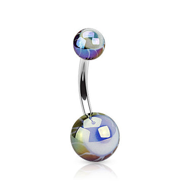 Metallic Eyeball Acrylic Navel Rings - Basic Curved Barbell. Navel Rings Australia.