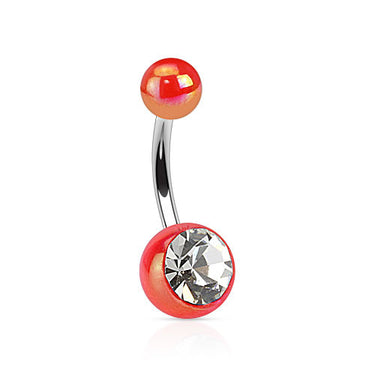 Gem Metallic Coated Acrylic Belly Rings - Basic Curved Barbell. Navel Rings Australia.