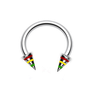 Trio Stripe Spike Circular Belly Piercing Ring - Circular Barbell / Horse Shoe. Navel Rings Australia.
