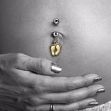 Tiny Toes Pregnancy Belly Ring with Gold Plating - Maternity Belly Ring. Navel Rings Australia.