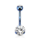 Prong Classic Belly Bars with Titanium Plating - Fixed (non-dangle) Belly Bar. Navel Rings Australia.
