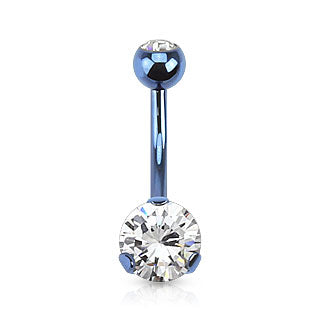 Prong Classic Belly Bars with Titanium Plating - Fixed (non-dangle) Belly Bar. Navel Rings Australia.