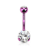 Prong Classic Belly Bars with Titanium Plating - Fixed (non-dangle) Belly Bar. Navel Rings Australia.