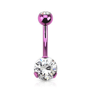 Prong Classic Belly Bars with Titanium Plating - Fixed (non-dangle) Belly Bar. Navel Rings Australia.