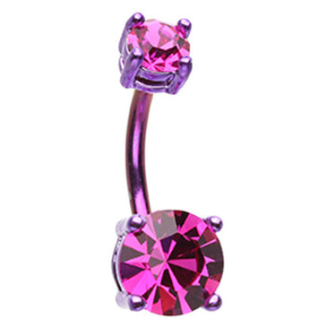 Titanium Metallics Colour Cravin' Belly Bar - Basic Curved Barbell. Navel Rings Australia.