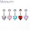Titanium Heart Solitaire Belly Rings
