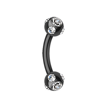 Metallic Duo Ball Royale Belly Ring - Basic Curved Barbell. Navel Rings Australia.