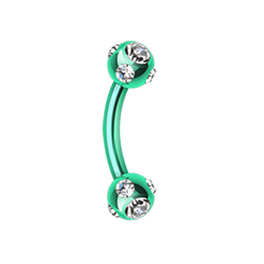 Metallic Duo Ball Royale Belly Ring - Basic Curved Barbell. Navel Rings Australia.