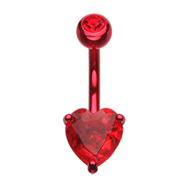 Titanium Gem Heart Belly Bars - Fixed (non-dangle) Belly Bar. Navel Rings Australia.