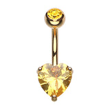 Titanium Gem Heart Belly Bars - Fixed (non-dangle) Belly Bar. Navel Rings Australia.