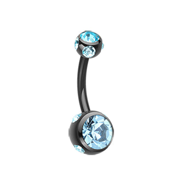 Mezzi Multi Gem Metallic Belly Bar - Basic Curved Barbell. Navel Rings Australia.