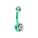 Mezzi Multi Gem Metallic Belly Bar - Basic Curved Barbell. Navel Rings Australia.